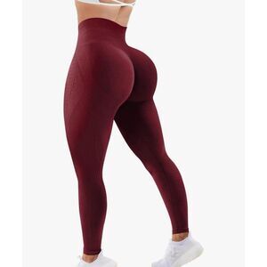Scrunch Butt Leggings Wine Red Women Amplify Contour Legging Seamless Xs